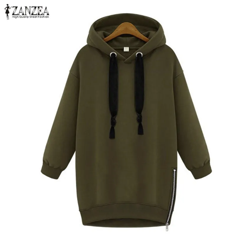 Oversized 2017 Spring Autumn Zanzea Womens Long Sleeve Hooded Loose Casual Warm Hoodies Sweatshirt 3 Colors Plus Size S-5XL