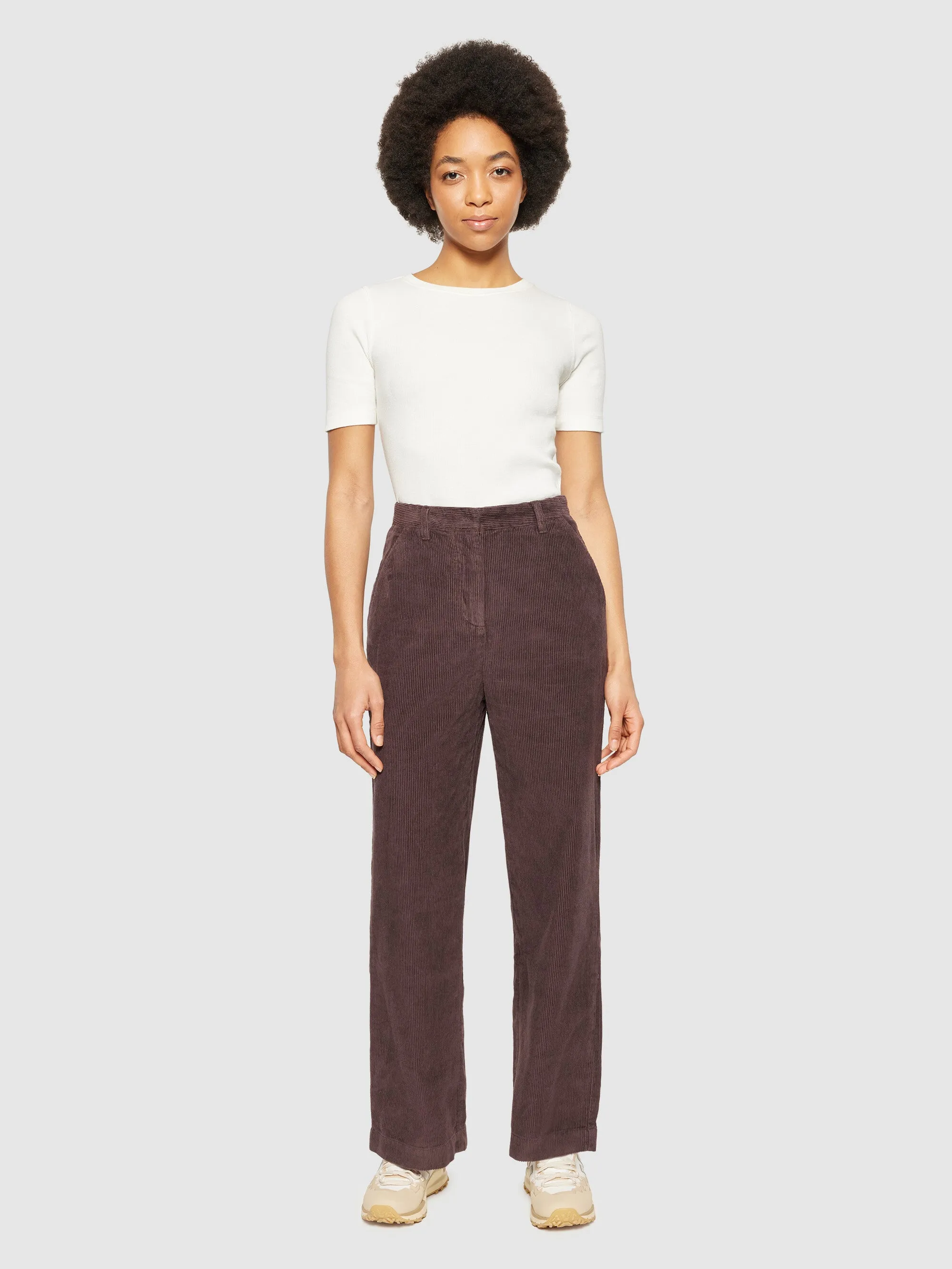 POSEY wide high-rise irregular corduroy pant - GOTS/Vegan - Chocolate Plum