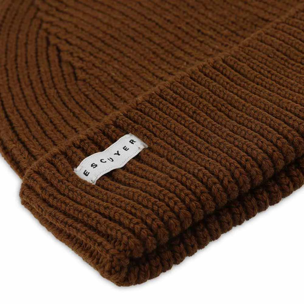 Ribbed Merino Beanie / Tobacco