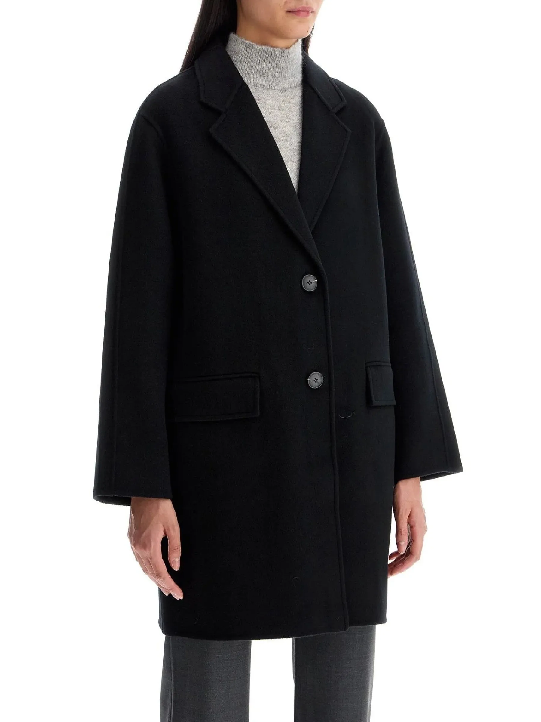 Single-Breasted Midi Coat Wool