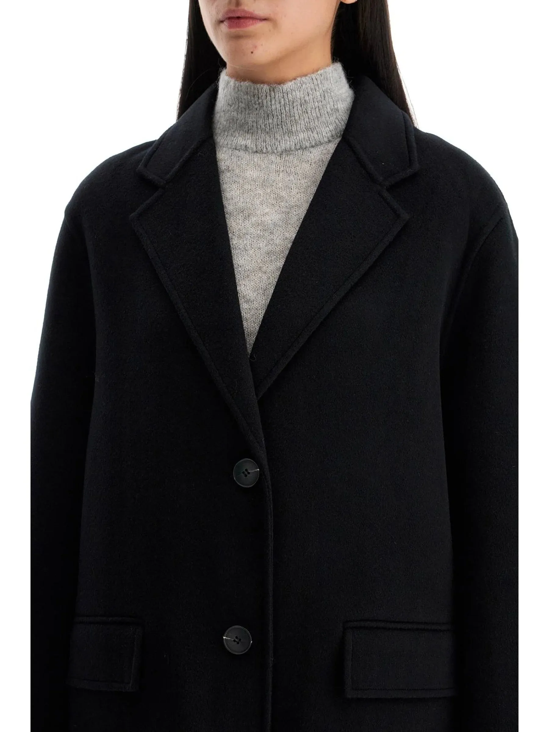 Single-Breasted Midi Coat Wool