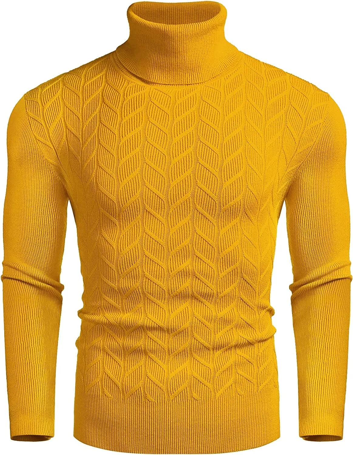 Slim Twist Pattern Turtleneck Knit Sweater (US Only)