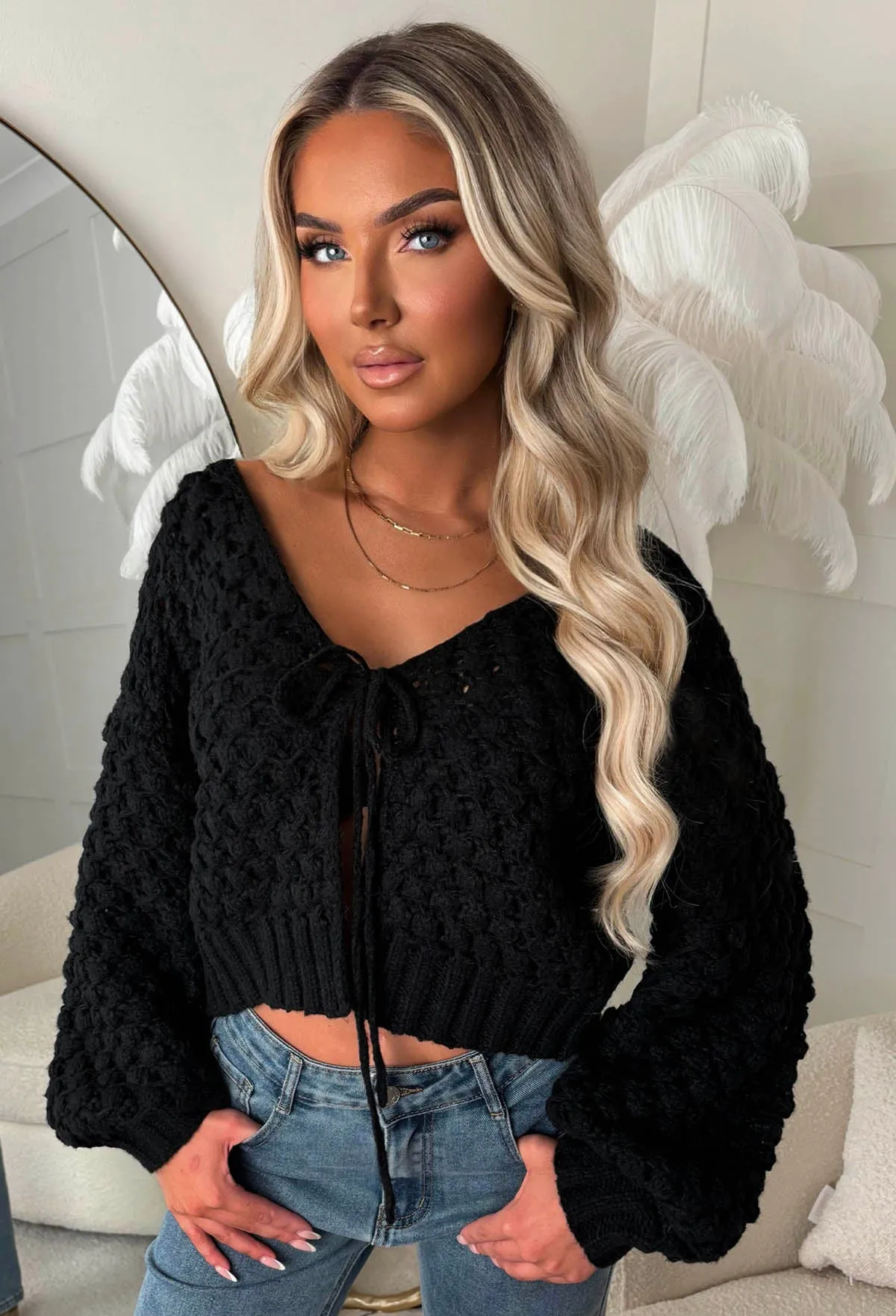 Sophia Black Chunky Knit Cardigan