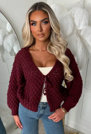 Sophia Wine Chunky Knit Cardigan