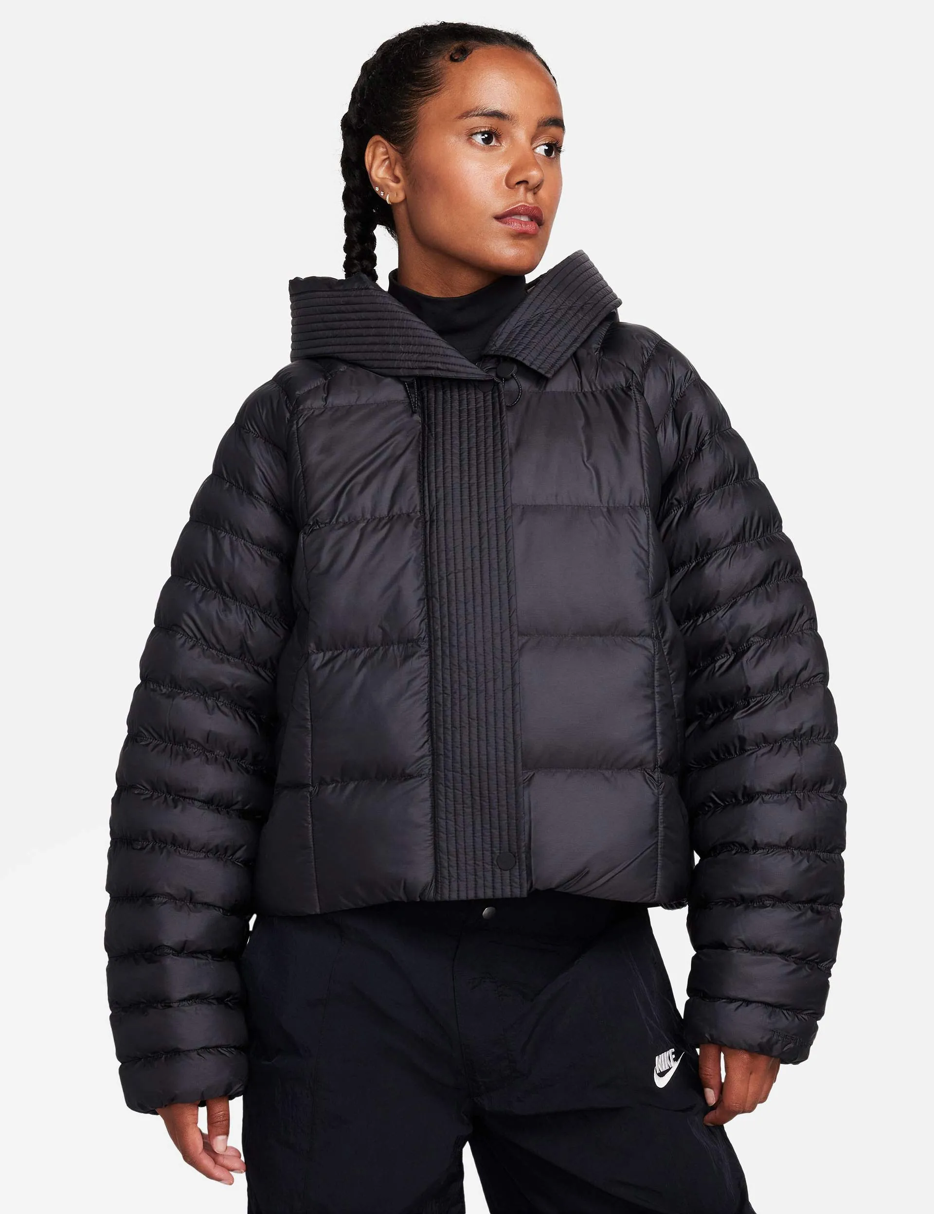 Sportswear Swoosh Puffer Oversized Hooded Jacket - Black/White