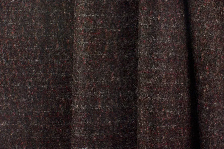 Striped Heathered Wine Virgin Wool Melton Coating (Made in Austria)