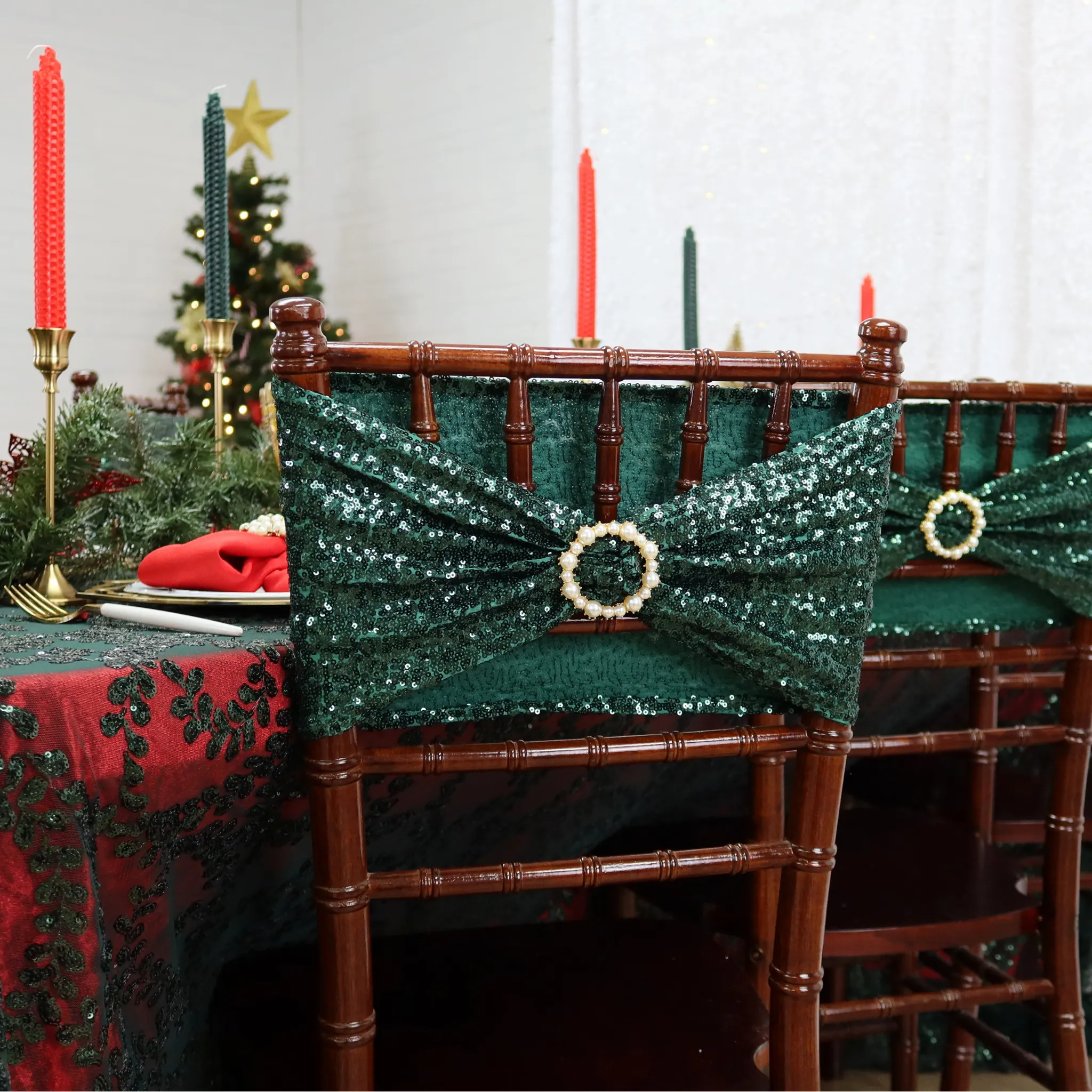 Velvet 90"x156" Rectangular Tablecloth - Red