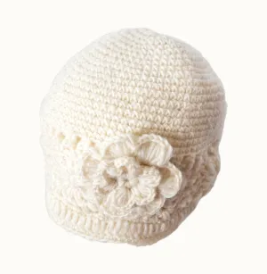 White woolen crocheted beanie hat- CM-HAT100WHT