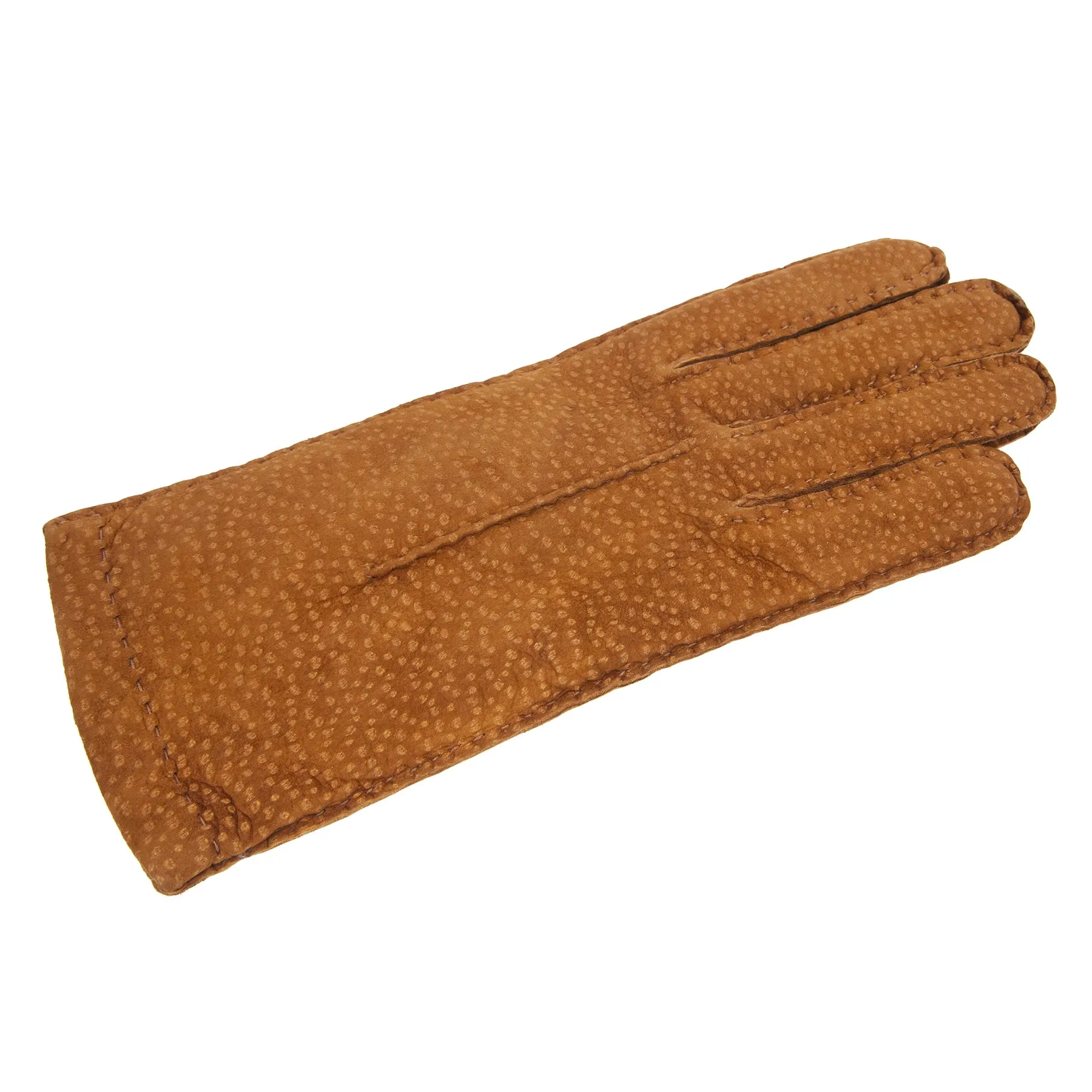 Woman's  tobacco carpincho gloves entirely hand-sewn cashmere lined