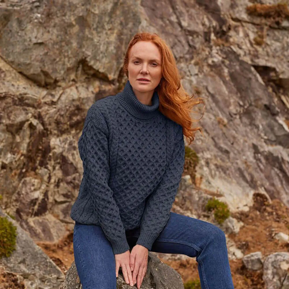 Women's Turtleneck Aran Sweater